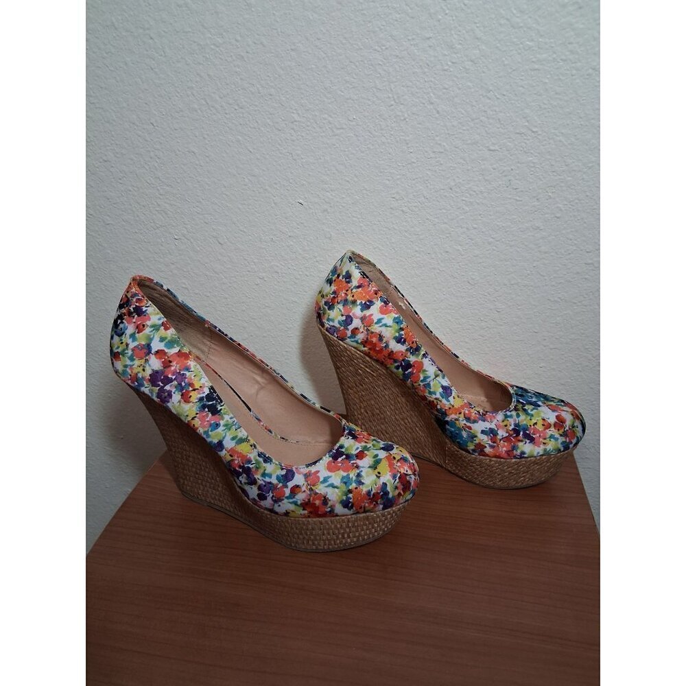 Brash Wedge Heels 5" High Sz 9 Colorful Y2K Formal Party Clubwear Boho Prom AK12